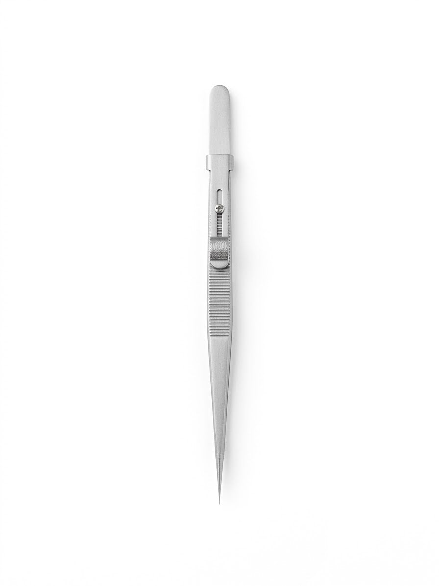 Slide Locking Tweezers Fine Point With Gem Groove